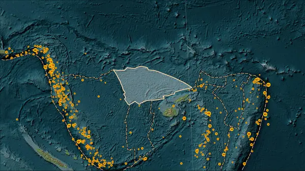 Umístění Zemětřesení Blízkosti Tektonické Desky Balmoral Reef Větší Než Rozsah — Stock fotografie