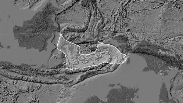 Forma Placa Tectónica Del Mar Banda Mapa Elevación Bilevel Proyección —  Fotos de Stock