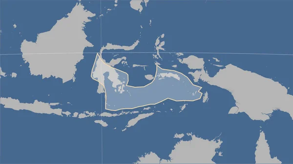 Patterson Silindirik Eğimli Projeksiyonunda Banda Denizi Tektonik Plakasının Şekli — Stok fotoğraf