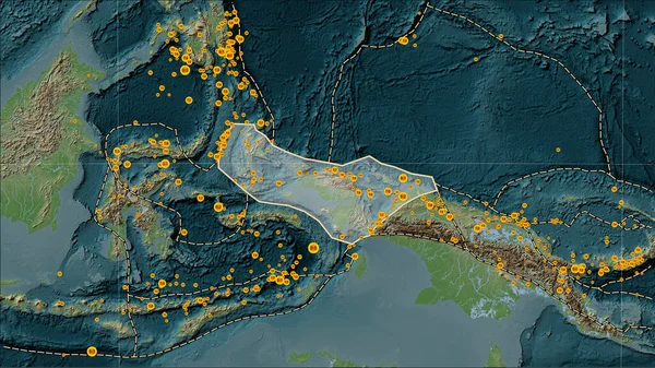 Localizaciones Terremotos Las Proximidades Las Aves Placa Tectónica Cabeza Superior —  Fotos de Stock