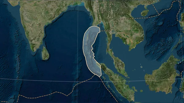 Burma Tektoniska Plattan Och Gränserna För Intilliggande Plattor Blue Marble — Stockfoto