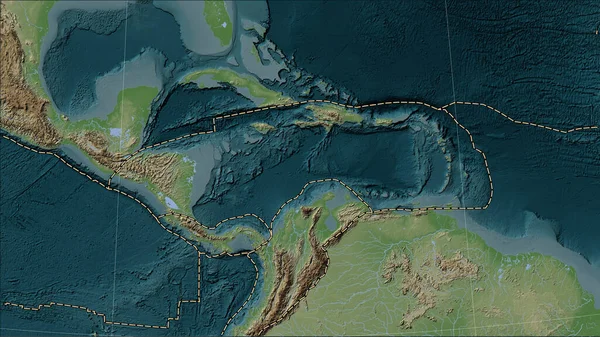 Tektonische Plattengrenzen Neben Der Karibischen Tektonischen Platte Auf Der Wiki — Stockfoto