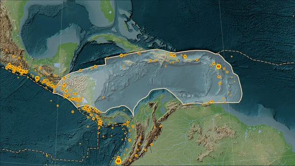 Emplacements Des Tremblements Terre Proximité Plaque Tectonique Caribéenne Magnitude Enregistrés — Photo