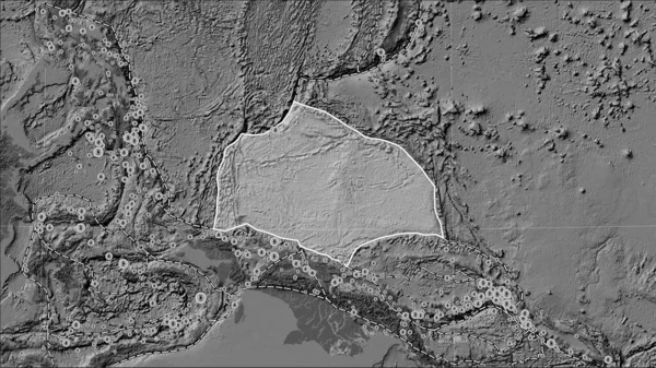 Poloha Zemětřesení Blízkosti Tektonické Desky Caroline Větší Než Velikost Zaznamenaná — Stock fotografie