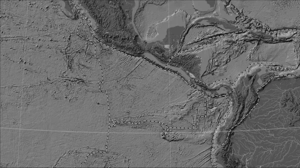 Hranice Tektonické Desky Přiléhající Tektonické Desce Cocos Mapě Nadmořské Výšky — Stock fotografie