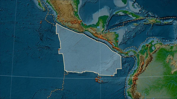 Distribución Volcanes Conocidos Alrededor Placa Tectónica Cocos Mapa Elevación Física — Foto de Stock