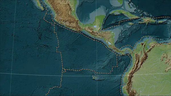Granice Płyt Tektonicznych Przylegające Płyty Tektonicznej Cocos Mapie Elewacji Stylu — Zdjęcie stockowe