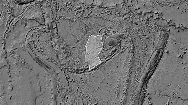 Conway Resifi Tektonik Plakası Patterson Silindirik Eğimli Projeksiyonunda Bilek Yüksekliği — Stok fotoğraf