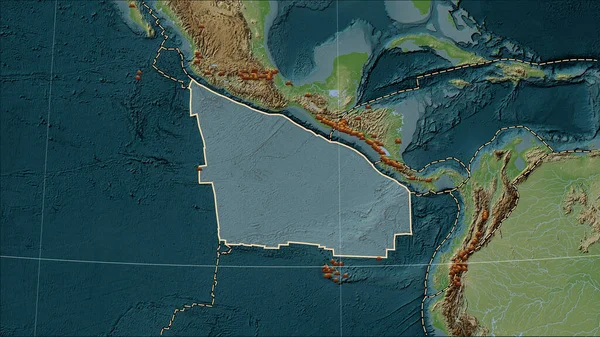 Distribuce Známých Sopek Kolem Tektonické Desky Cocos Mapě Kónické Výšky — Stock fotografie