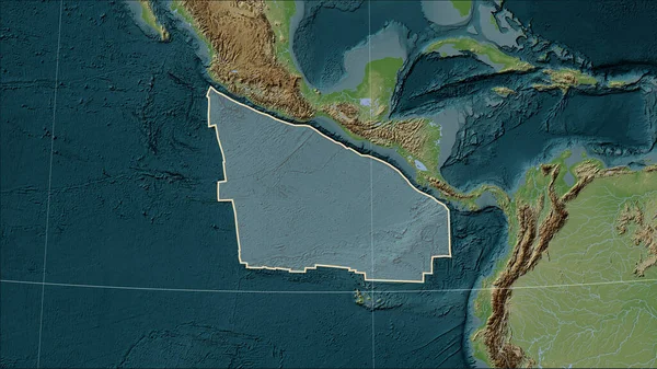 Tvar Tektonické Desky Kokosové Desky Mapě Nadmořské Výšky Stylu Wiki — Stock fotografie