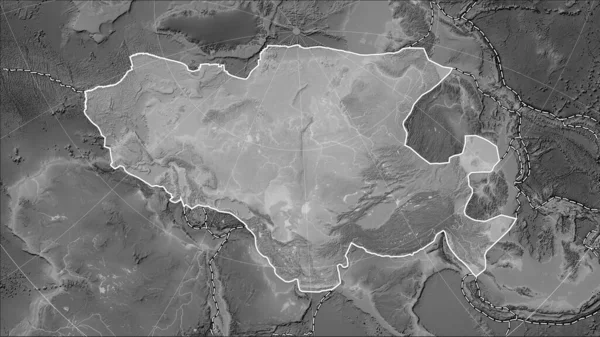 Distribuzione Dei Vulcani Conosciuti Intorno Alla Placca Tettonica Eurasiatica Sulla — Foto Stock