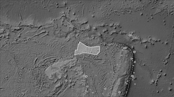 Tectonic Platta Gränser Intill Futuna Tektoniska Plattan Gråskala Höjd Karta — Stockfoto