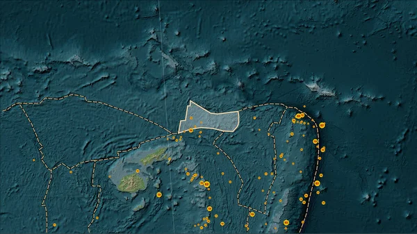 Tectonische Plaatgrenzen Grenzend Aan Futuna Tektonische Plaat Wiki Stijl Hoogtekaart — Stockfoto