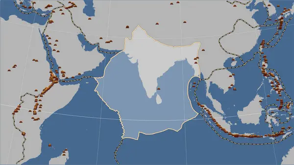 Platser För Jordbävningar Närheten Den Indiska Tektoniska Plattan Större Magnitud — Stockfoto