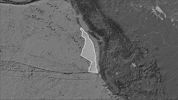 Tvar Tektonické Desky Juan Fuca Mapě Nadmořské Výšky Pattersonově Válcové — Stock fotografie