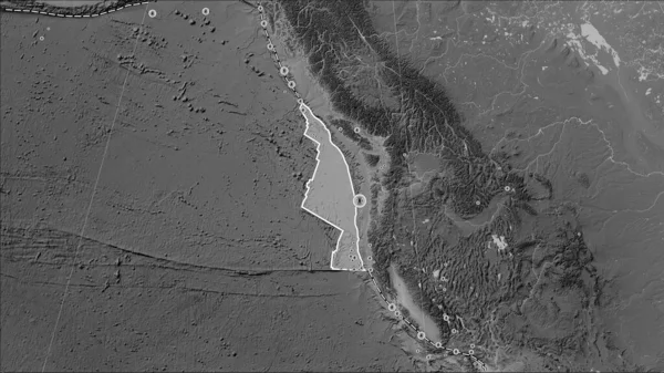 Hranice Tektonické Desky Přiléhající Tektonické Desce Juan Fuca Mapě Výšky — Stock fotografie