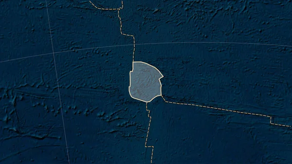 フアン フェルナンデス テクトニックプレートの周りの既知の火山の分布 パターソン シリンドリカル オブリケ プロジェクションのブルー マーブル衛星マップ — ストック写真