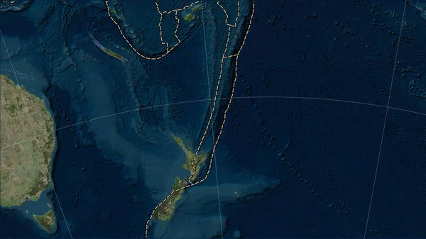 Kermadec Tektonische Plaat Grenzen Van Aangrenzende Platen Blue Marble Satellietkaart — Stockfoto
