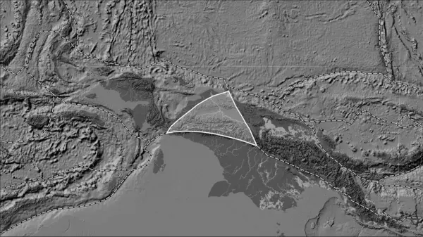 Maoke Tektonická Deska Hranice Přilehlých Desek Mapě Nadmořské Výšky Pattersonově — Stock fotografie