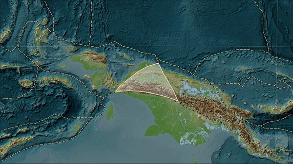 Płyta Tektoniczna Maoke Granice Sąsiadujących Płyt Mapie Elewacji Stylu Wiki — Zdjęcie stockowe