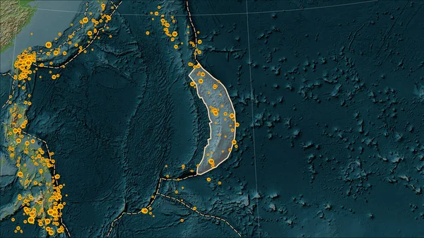 Hranice Tektonických Desek Přiléhajících Tektonické Desce Mariany Mapě Nadmořské Výšky — Stock fotografie