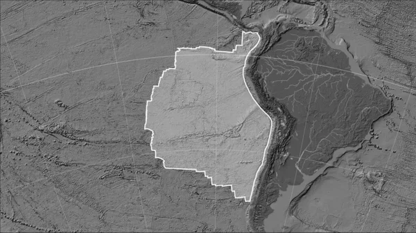 Forma Placa Tectónica Nazca Mapa Elevación Bilevel Proyección Cilíndrica Patterson —  Fotos de Stock