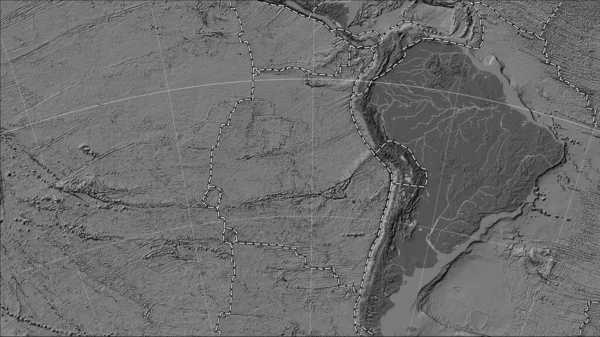 Placa Tectónica Nazca Los Límites Las Placas Adyacentes Mapa Elevación —  Fotos de Stock