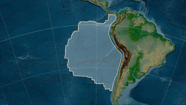 Forme Plaque Tectonique Nazca Sur Carte Élévation Physique Dans Projection — Photo