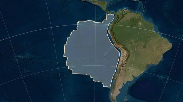 Forma Placa Tectónica Nazca Mapa Satélite Mármol Azul Proyección Cilíndrica —  Fotos de Stock