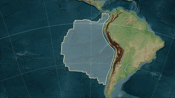 Shape of the Nazca tectonic plate on the Wiki style elevation map in the Patterson Cylindrical (oblique) projection