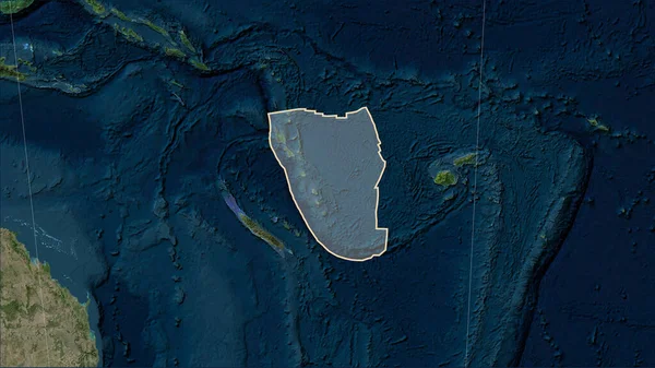 Patterson Silindirik Eğimli Projeksiyonunda Mavi Mermer Uydu Haritasında Yeni Hebrides — Stok fotoğraf