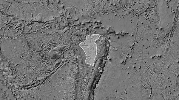 Patterson Silindirik Eğik Projeksiyonunda Bilek Yükseklik Haritasında Niuafo Tektonik Plakasının — Stok fotoğraf