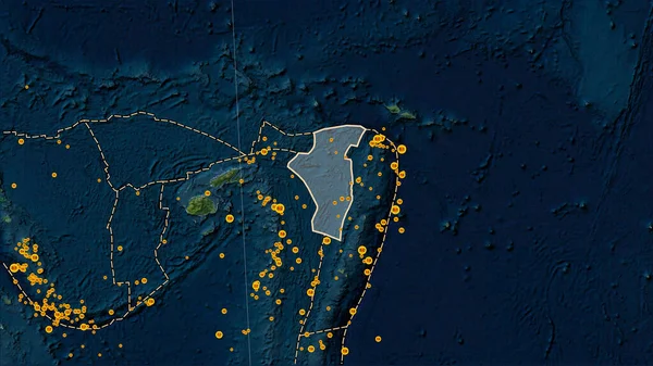 Hranice Tektonické Desky Přiléhající Tektonické Desce Niuafo Satelitní Mapě Modrého — Stock fotografie