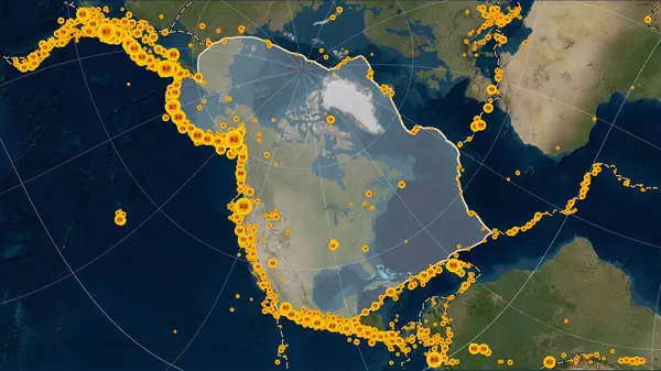 Tectonische Plaatgrenzen Grenzend Aan Noord Amerikaanse Tektonische Plaat Blue Marble — Stockfoto