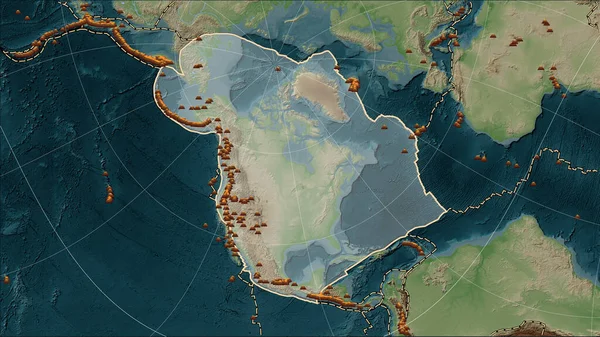 Emplacements Des Tremblements Terre Proximité Plaque Tectonique Nord Américaine Magnitude — Photo
