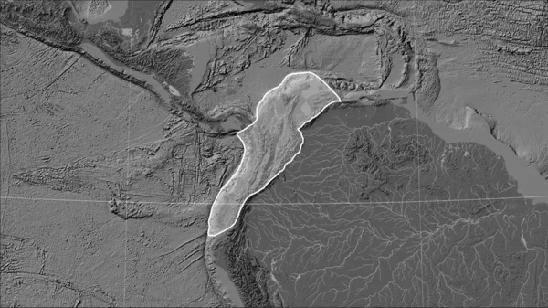 Forma Placa Tectónica Los Andes Del Norte Mapa Elevación Bilevel —  Fotos de Stock