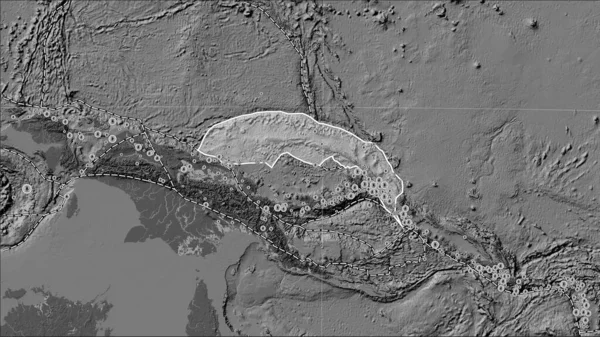 Platser För Jordbävningar Närheten North Bismarck Tektoniska Plattan Större Magnitud — Stockfoto