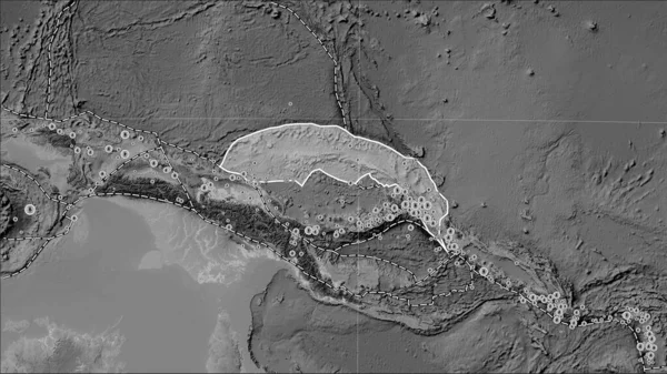 Posizioni Terremoti Prossimità Della Placca Tettonica Bismarck Settentrionale Maggiori Magnitudo — Foto Stock