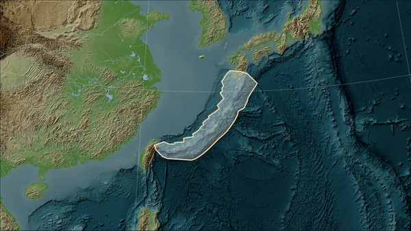 Forme Plaque Tectonique Okinawa Sur Carte Élévation Style Wiki Dans — Photo