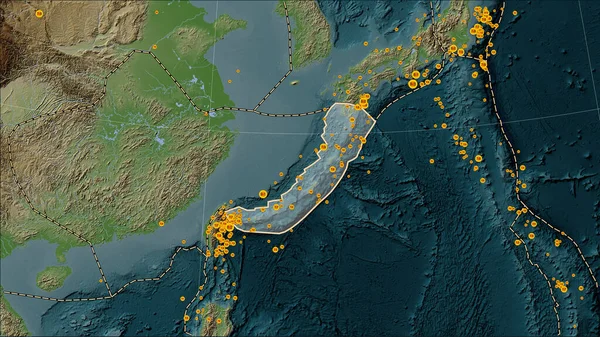 Hranice Tektonických Desek Přiléhajících Tektonické Desce Okinawa Mapě Výšky Stylu — Stock fotografie