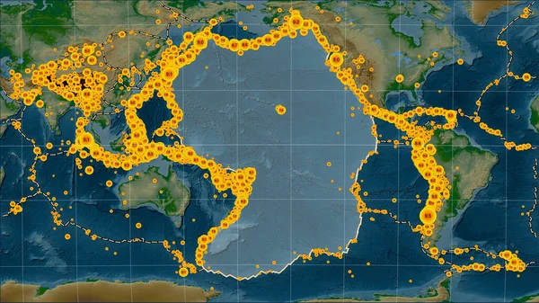 Limites Des Plaques Tectoniques Adjacentes Plaque Tectonique Pacifique Sur Carte — Photo