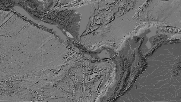 Panamská Tektonická Deska Hranice Přilehlých Desek Mapě Nadmořské Výšky Pattersonově — Stock fotografie