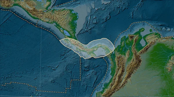 Distribution Kända Vulkaner Runt Panama Tektoniska Plattan Den Fysiska Höjdkartan — Stockfoto