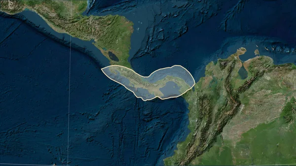 Patterson Silindirik Eğimli Projeksiyonunda Mavi Mermer Uydu Haritasındaki Panama Tektonik — Stok fotoğraf
