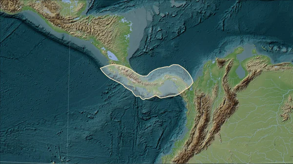 Tvar Panamské Tektonické Desky Mapě Nadmořské Výšky Stylu Wiki Pattersonově — Stock fotografie