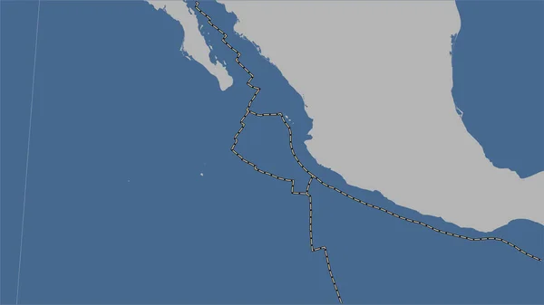 Płytka Tektoniczna Rivera Granice Sąsiadujących Płyt Mapie Konturu Stałego Projekcji — Zdjęcie stockowe