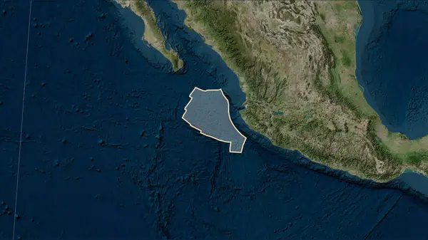 Forma Della Placca Tettonica Rivera Sulla Mappa Satellitare Marmo Blu — Foto Stock