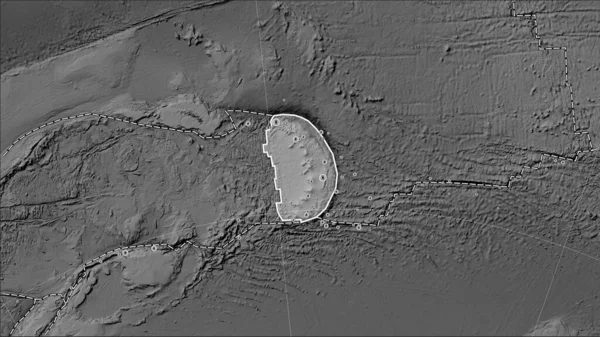 Tectonic Plate Boundaries Adjacent Sandwich Tectonic Plate Grayscale Elevation Map — Stock Photo, Image