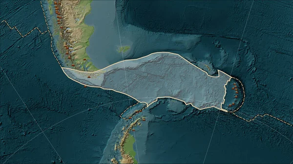 Platser För Jordbävningar Närheten Scotia Tektoniska Plattan Större Magnitud Registrerats — Stockfoto