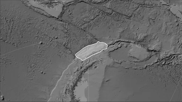 Form Shetland Tektoniska Plattan Gråskala Höjd Karta Patterson Cylindriska Sneda — Stockfoto